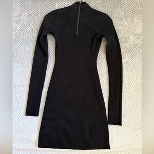 Cotton Citizen Ibiza Black Ribbed Long Sleeve Dress